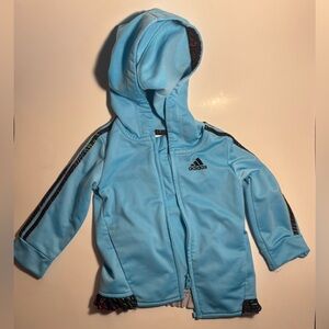 adidas Baby Light Blue Hooded Jacket with Black Trim
